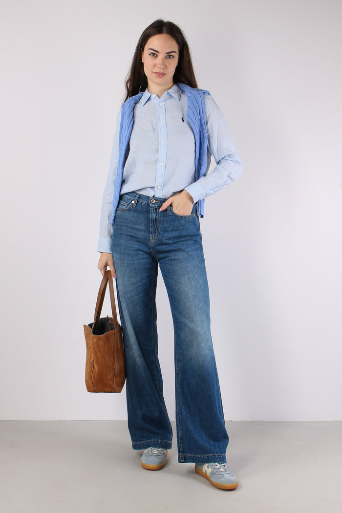 Camicia Classica Lino Oxford Blue-2