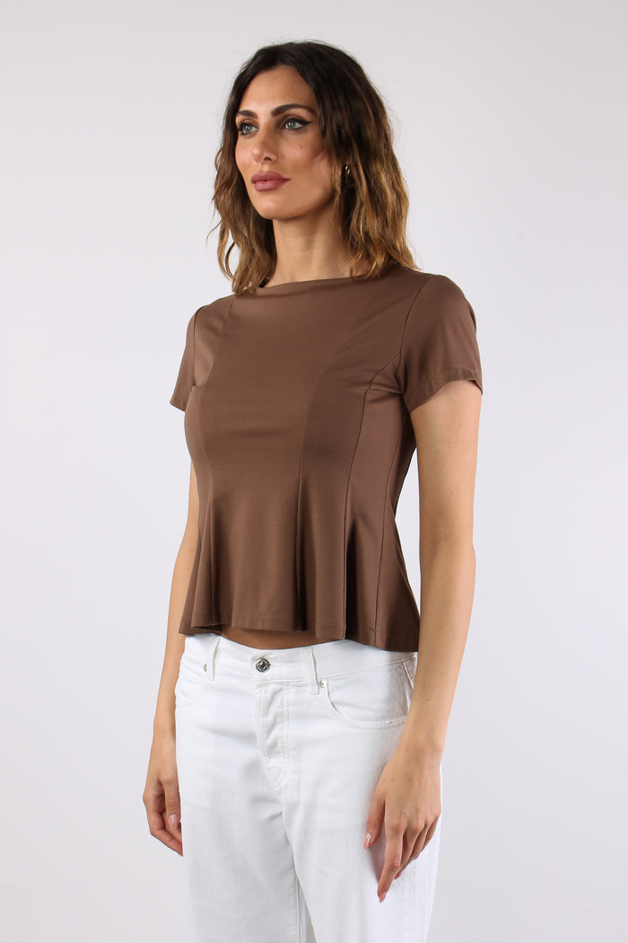 T-shirt M/m Riprese Fianchi Tabacco-3