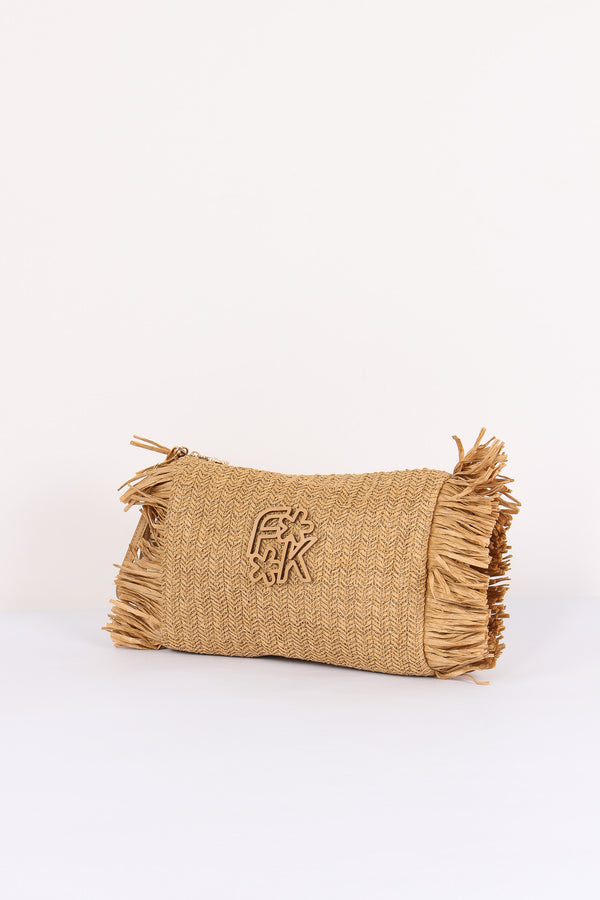 Pochetta Paglia Frange Beige-2
