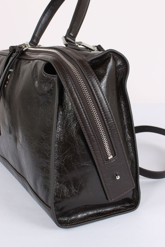 Maxi Trapezio Effetto Crinkle Dark Brown-4