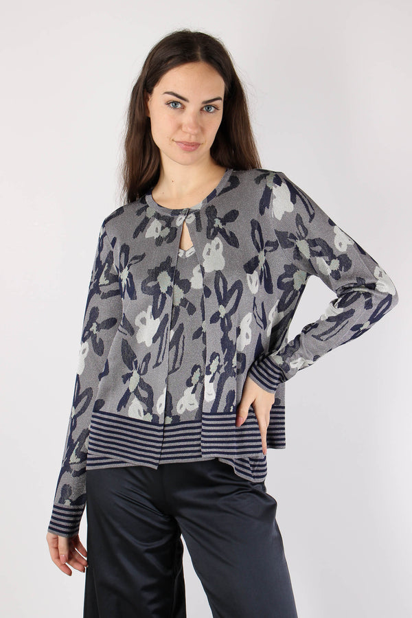Cardigan  Jacquard Lurex Blu/salina-2