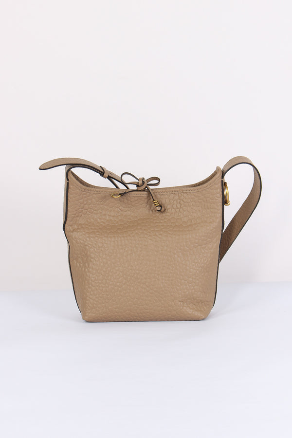 Carla Hobo Tracolla Pelle Martellata Taupe