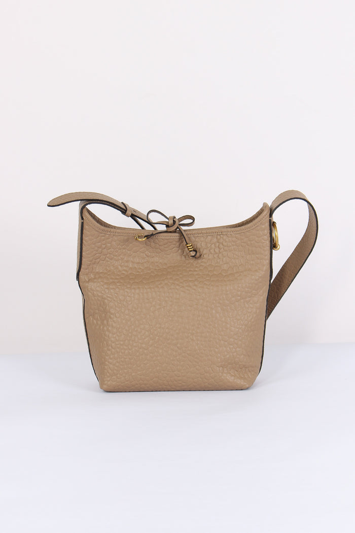 Carla Hobo Tracolla Pelle Martellata Taupe