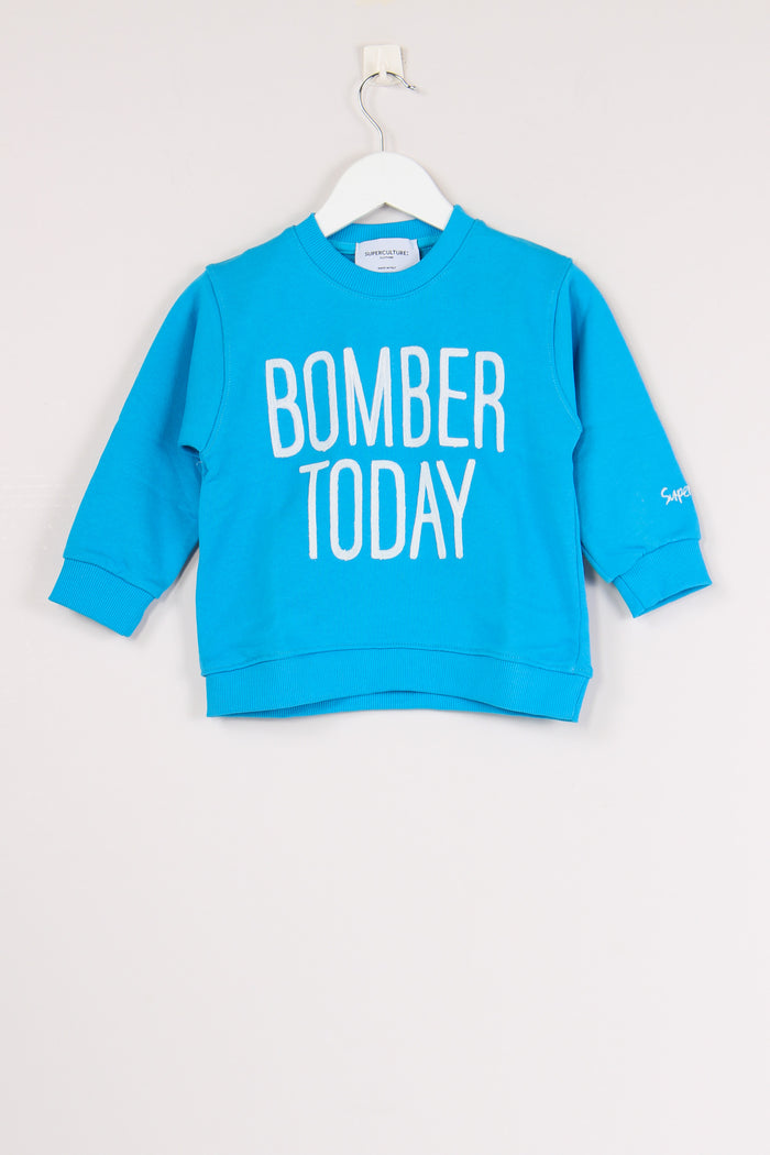 Felpa Ricamo Bomber Turchese