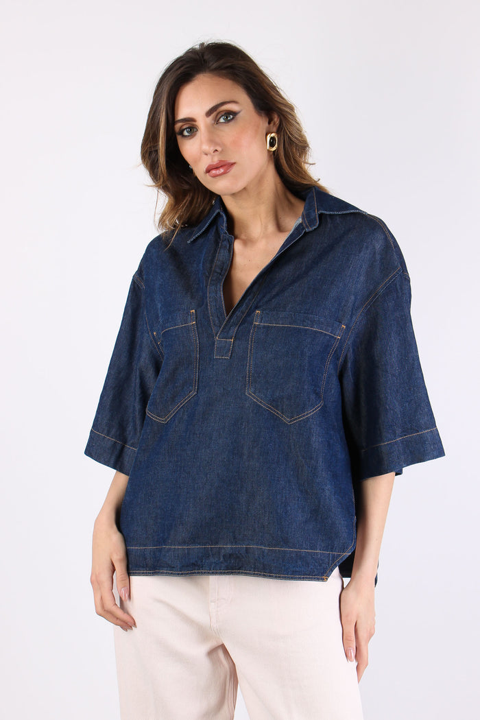 Camicia Polo Denim Denim Scuro-3