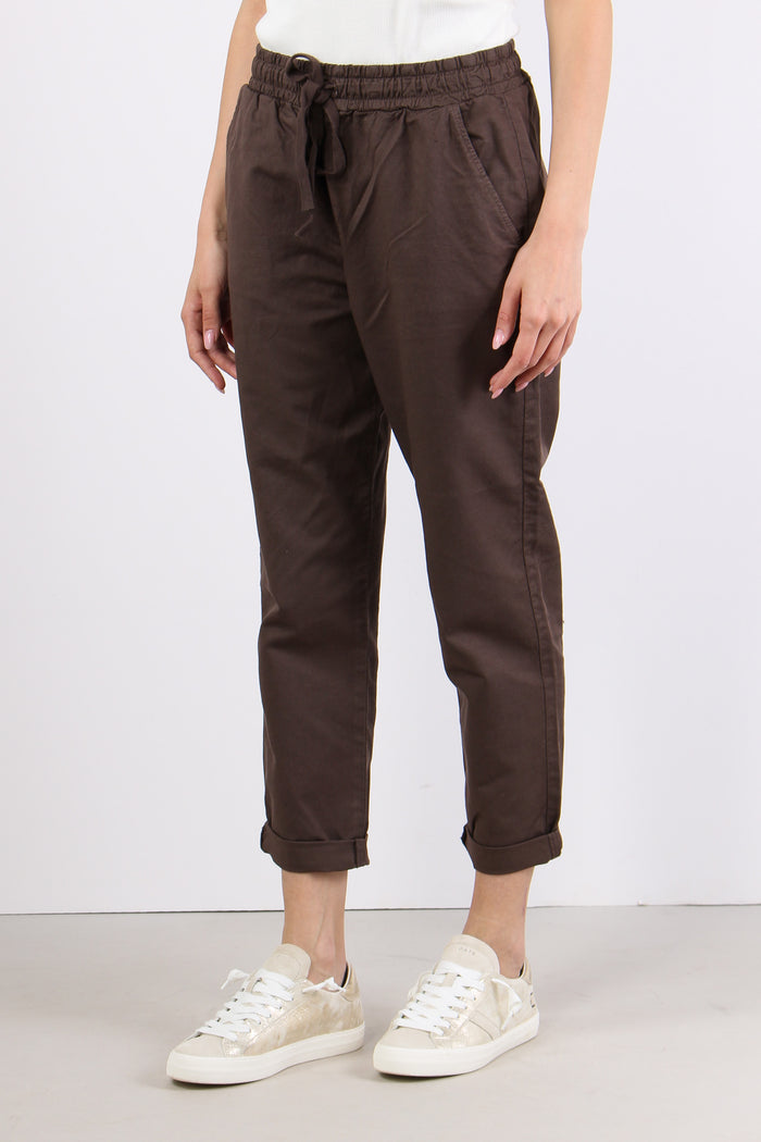 Pantalone Jogging Misto Lino Cioccolato-3