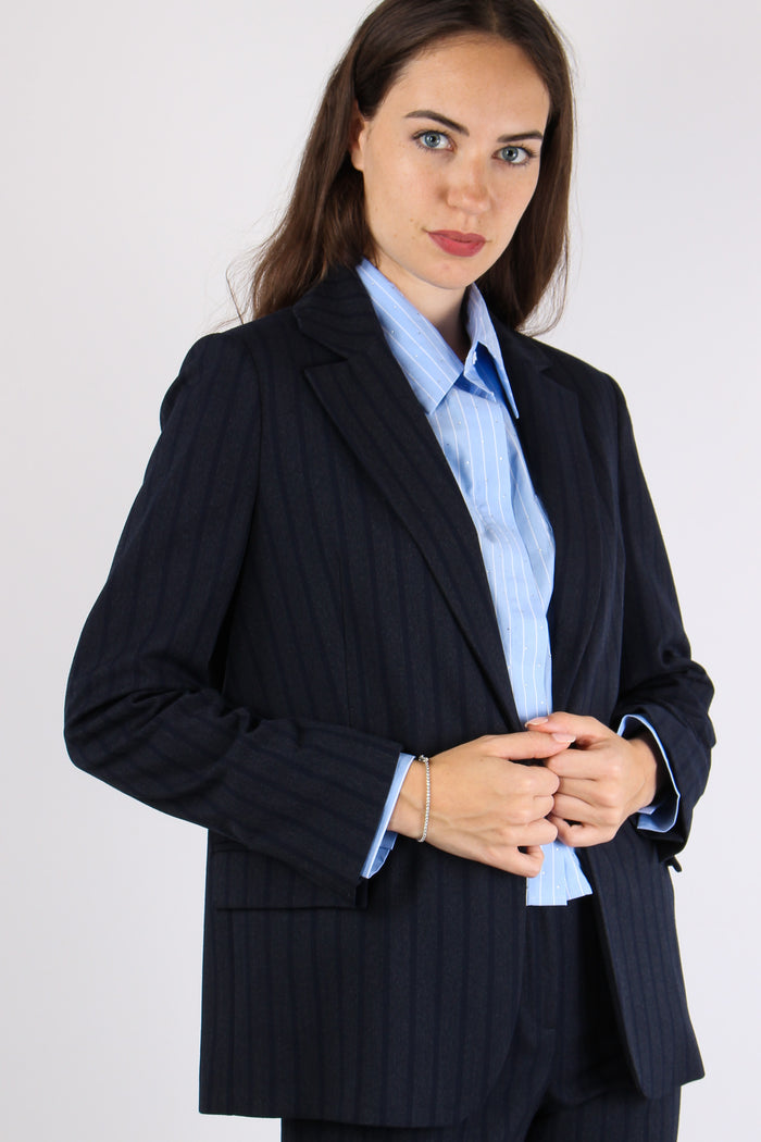 Giacca Gessata Blu/fango-6