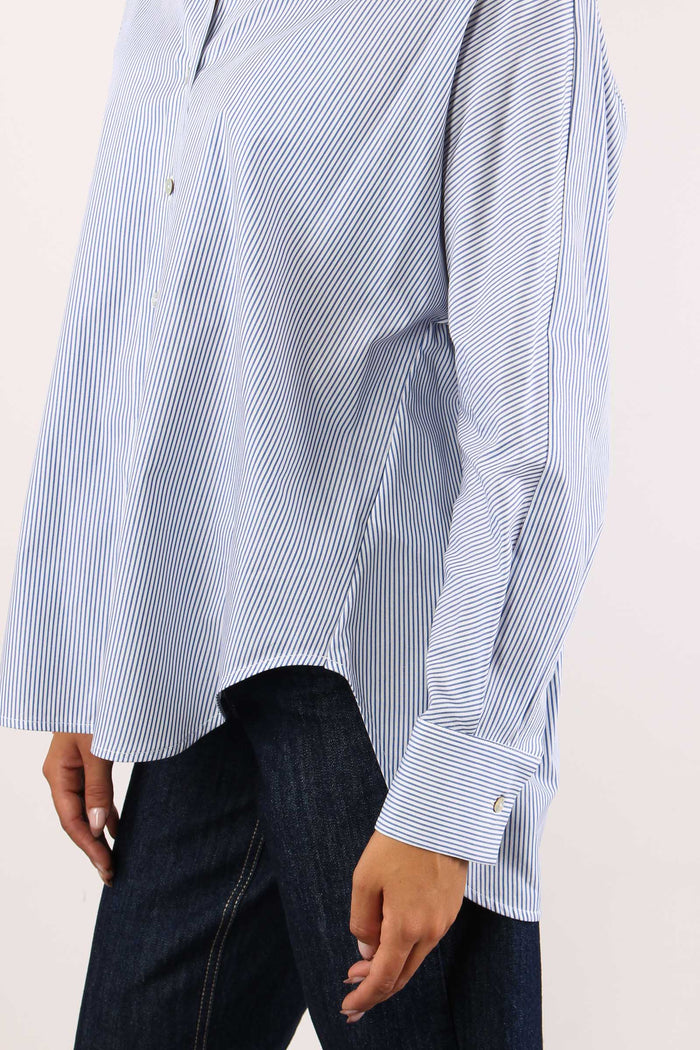 Camicia Over Bastoncino Bianco/azzurro-6