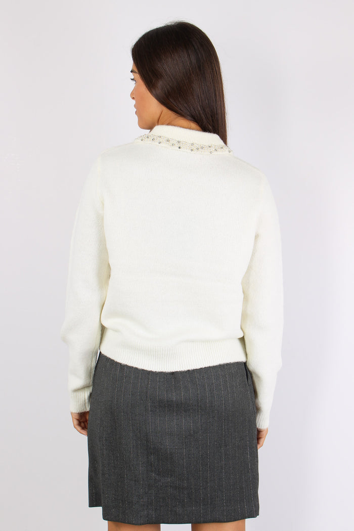 Aralda Maglia Colletto Perle Latte-7