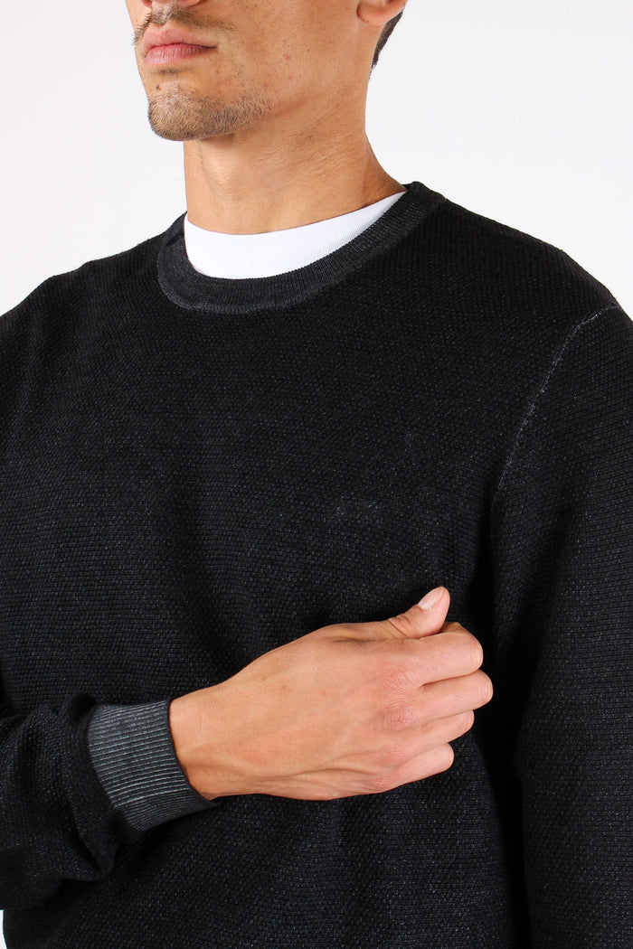 Maglia Lana Punto Riso Nero-8