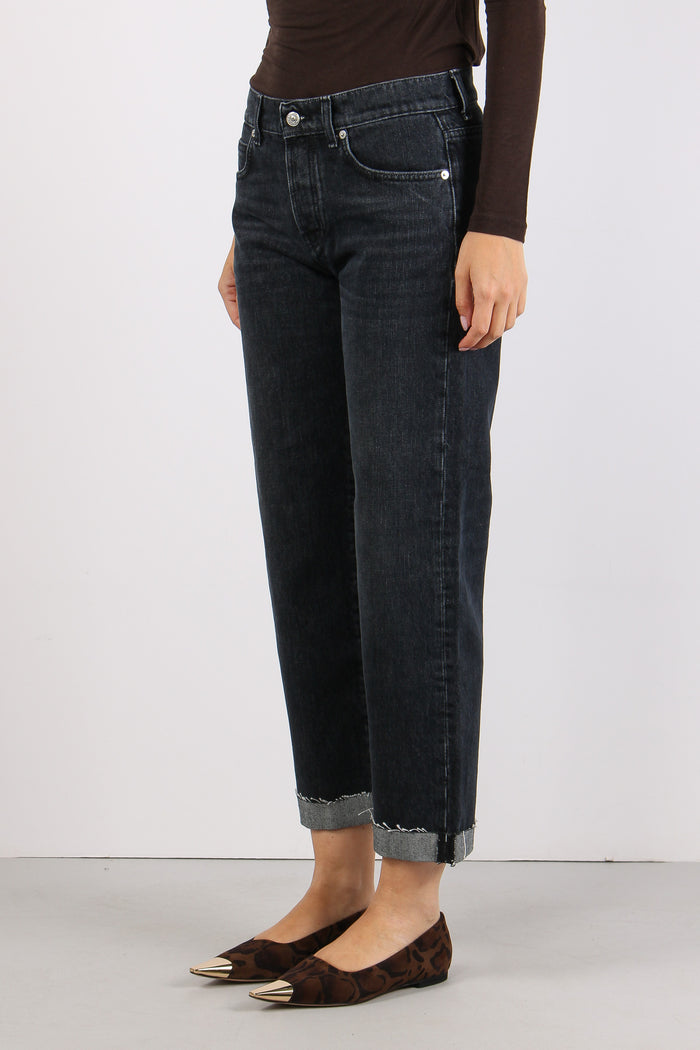 Denim Boyfriend Risvolto Denim Black-6