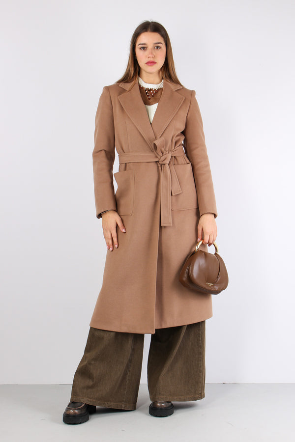 Cappotto Vestaglia Tasca Toppa Cammello