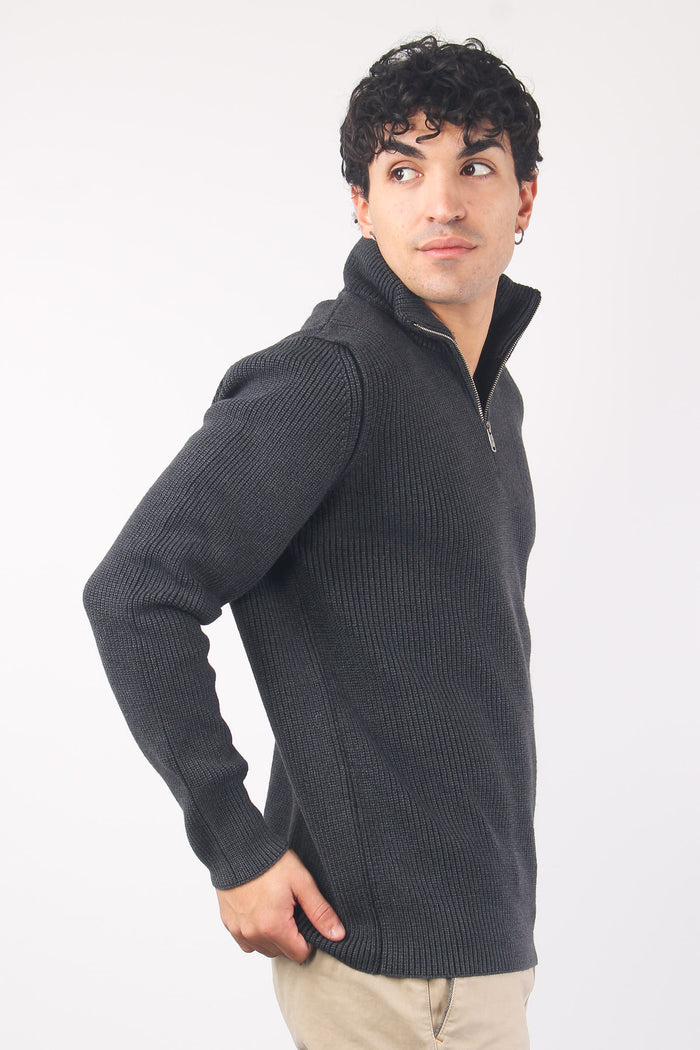 Maglia Mezza Zip Costa Inglese Nero-4