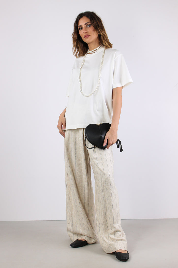 T-shirt Collana Perle Bianco