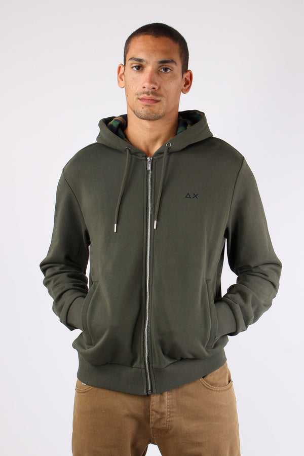 Felpa Zip Toppe Contrasto Militare