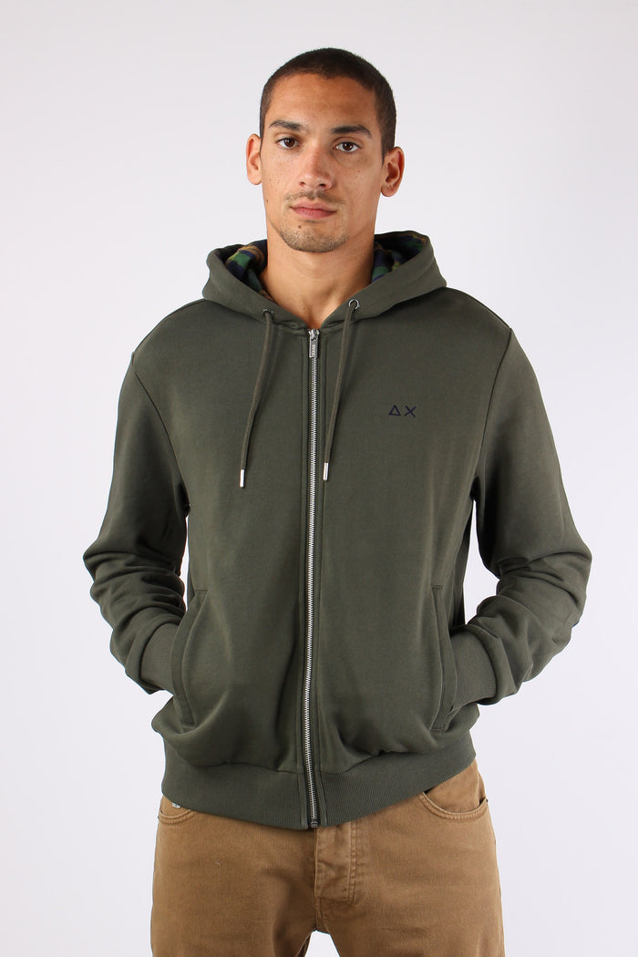 Felpa Zip Toppe Contrasto Militare