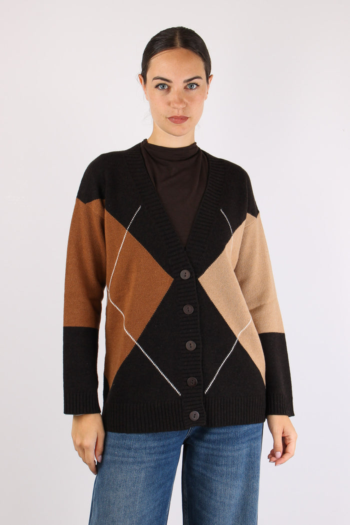Cardigan Bottoni Intarsio Ebano-2