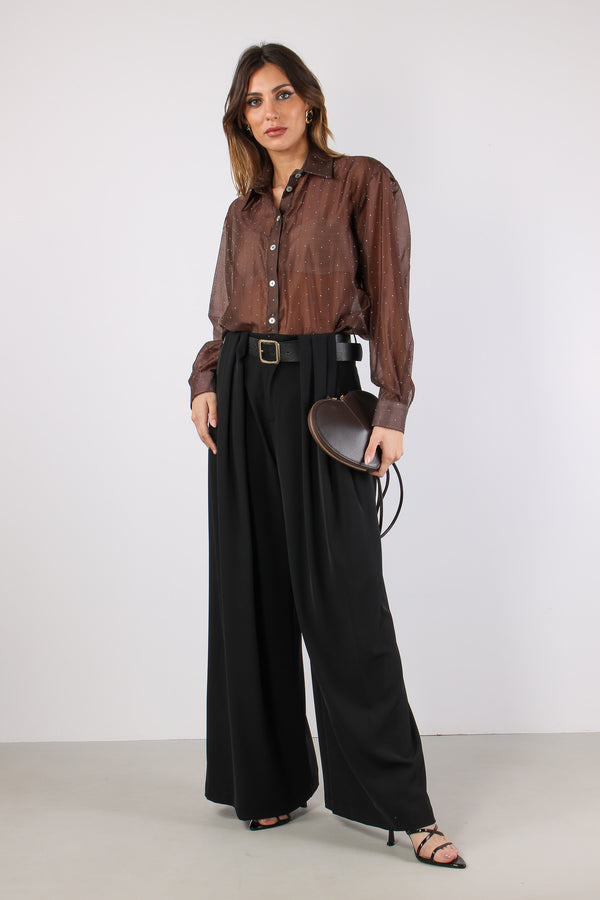 Camicia Over Mussola Strass Moro