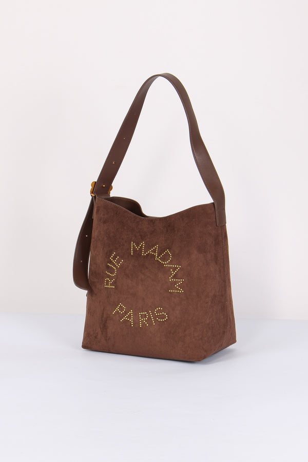 Shopping Verticale Logo Borchie Suede Brown-2