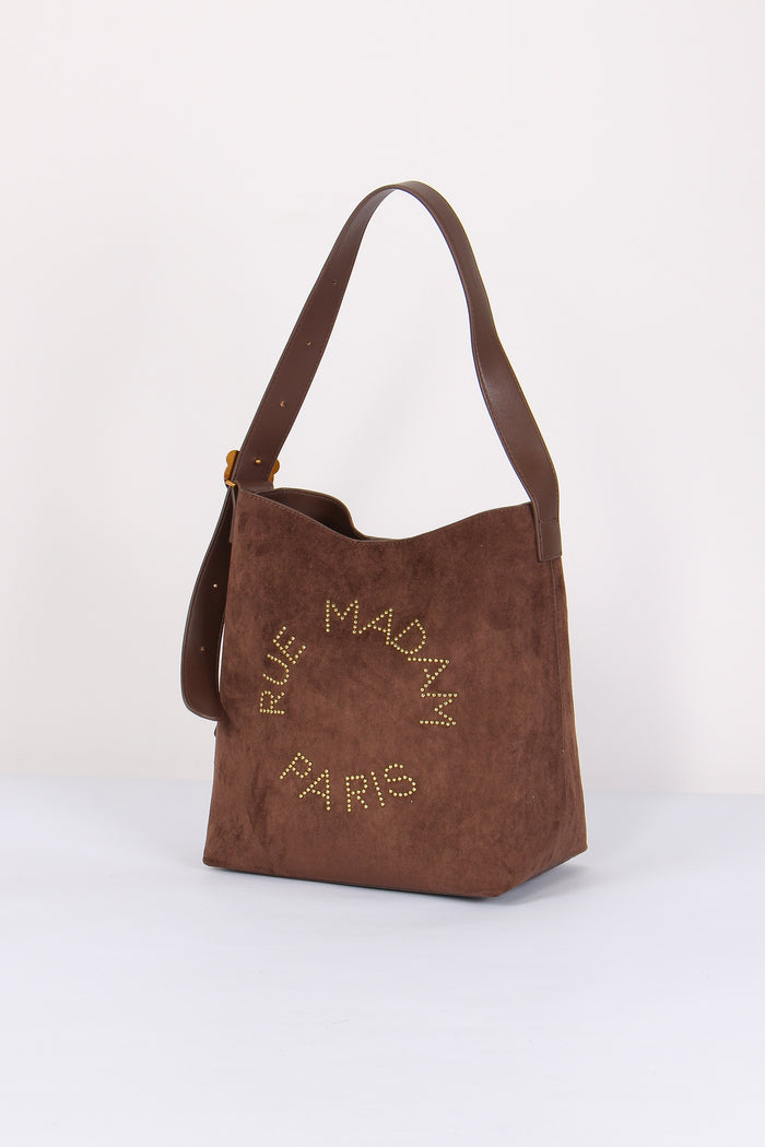 Shopping Verticale Logo Borchie Suede Brown-2