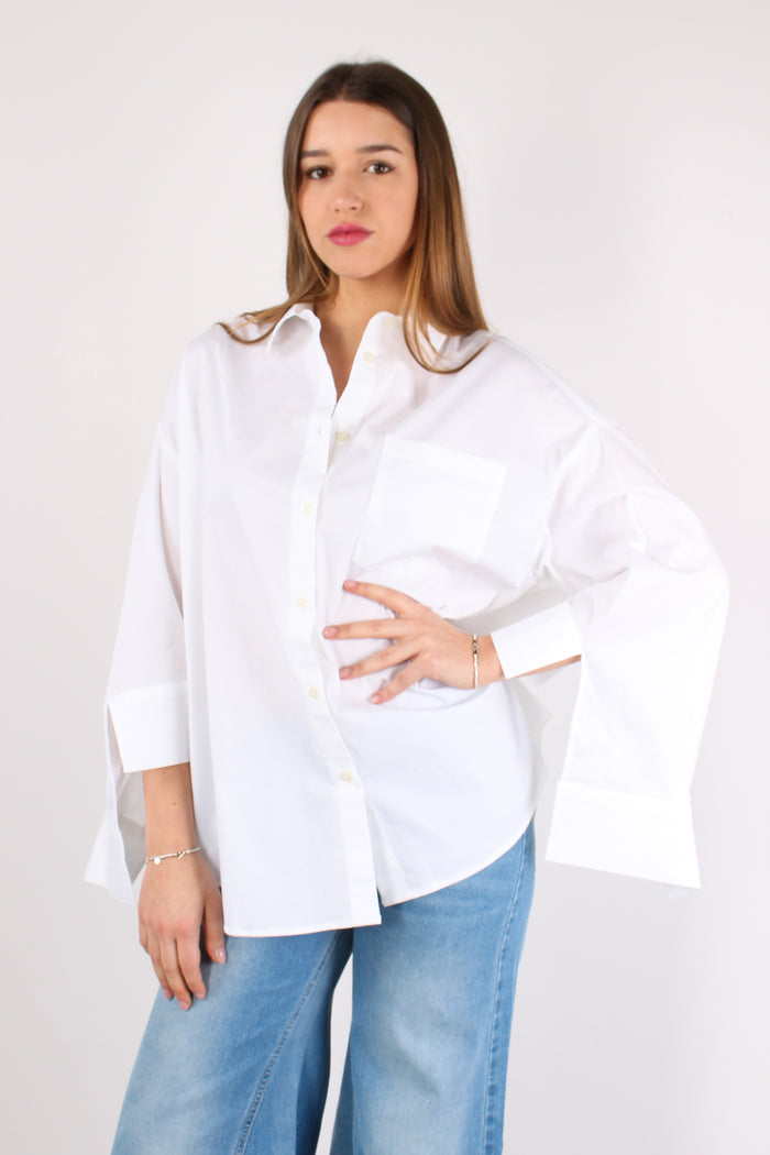 Camicia Cotone Ricamo Schiena Bianco Ottico-4