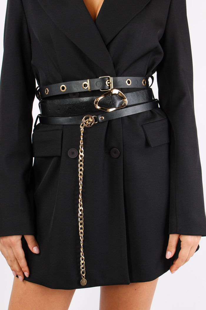 Abito Tripla Cintura Nero-10