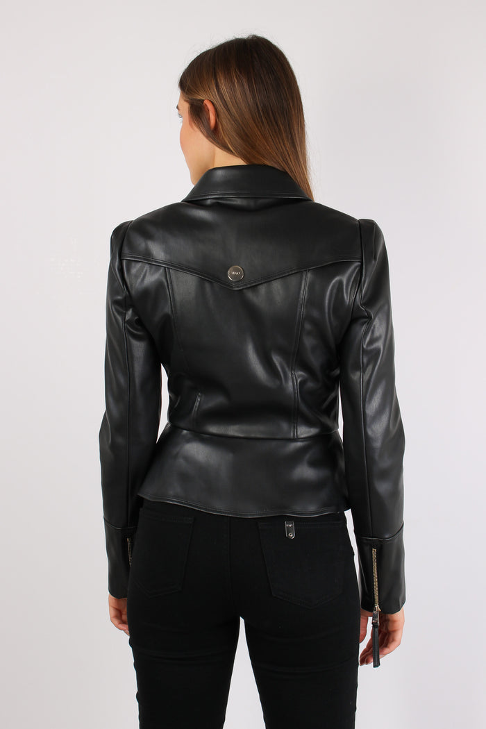 Giacca Slim Fit Ecopelle Nero-5