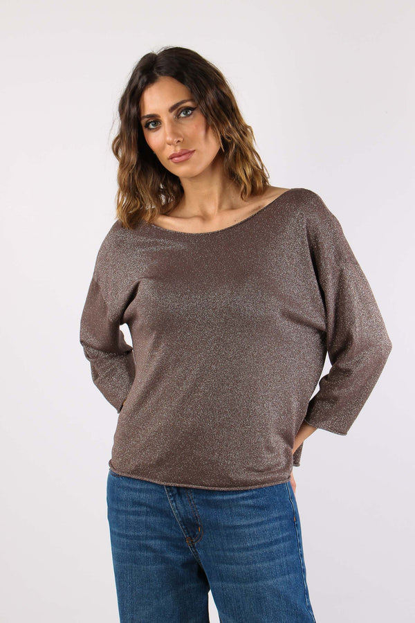 Maglia Scavo Barca Lurex Cioccolato-2