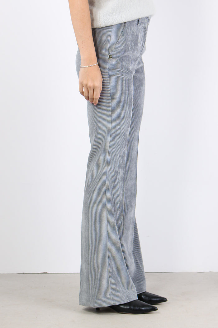 Pantalone Flare Velluto Nebbia-5