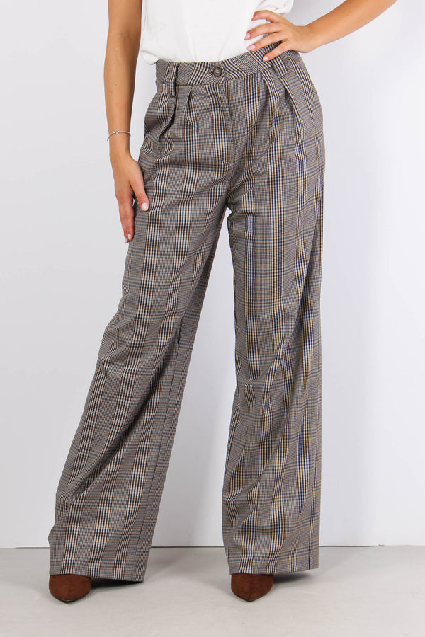 Pantalone Doppia Pences Largo Tortora/nocciola-2