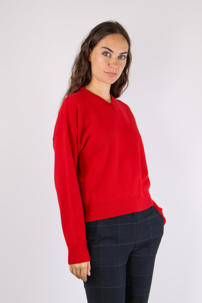 Mllbuono Maqglia Scollo V Rosso-4