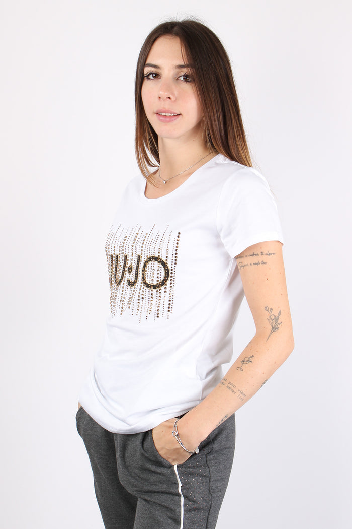 T-shirt Mc Logo Paillettes Bco Liujo Fall Rhine-5