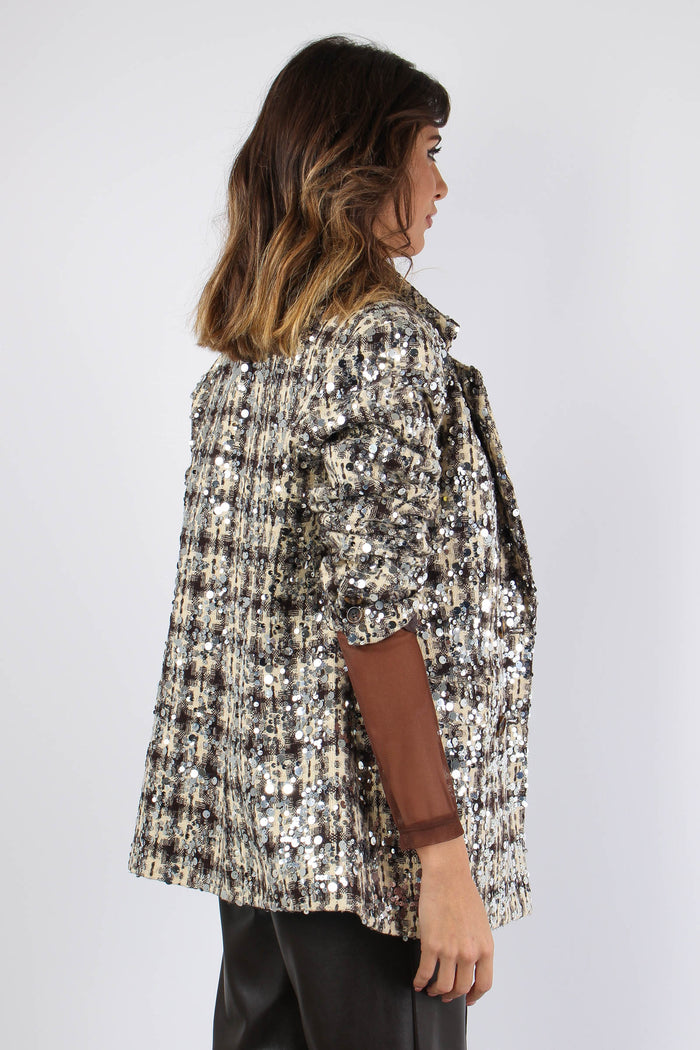 Giacca Doppiopetto Macro Paill Moro/panna-5