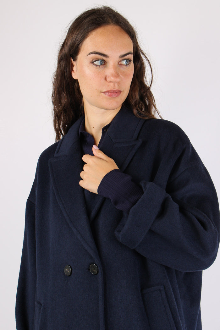 Mllsaggio Cappotto Lana Cintur Navy-8