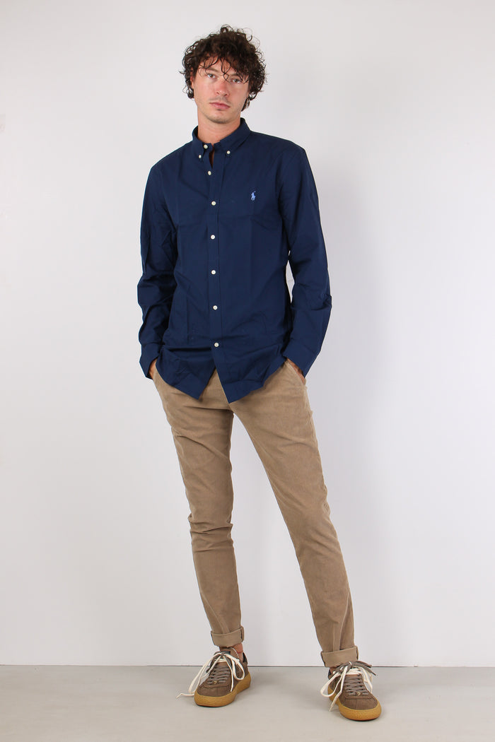 Camicia Slim Popeline Newport Navy-3