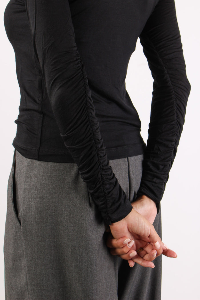 T-shirt Arriccio Manica Modal Nero-7