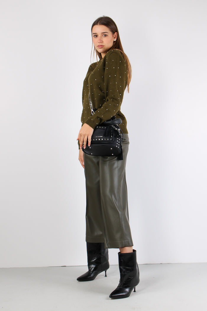 Maglia Inserto Strass Military Green-9