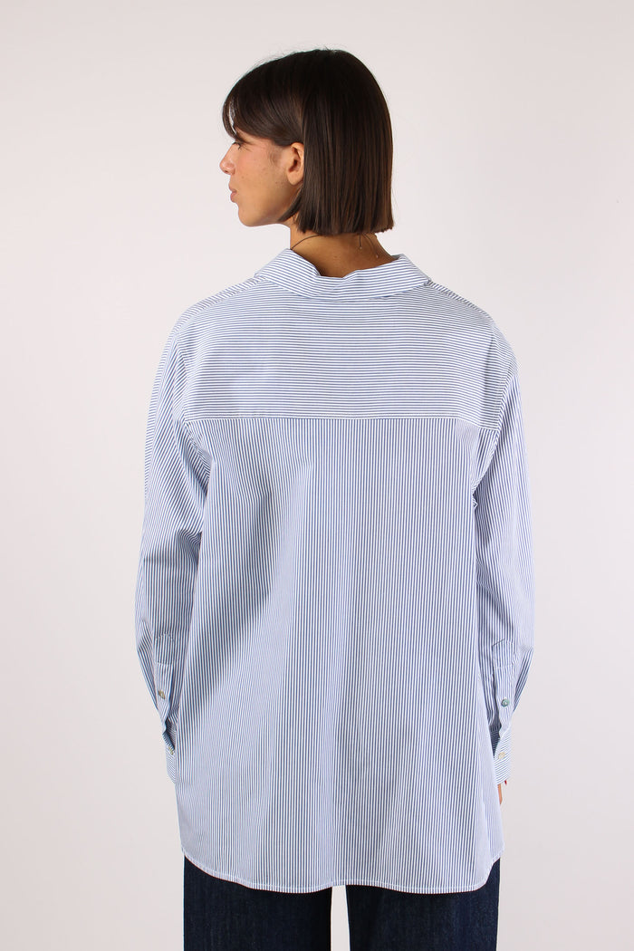 Camicia Over Bastoncino Bianco/azzurro-4