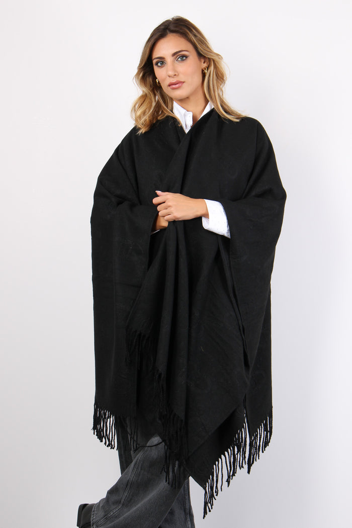 Poncho Check Aniamlier Nero-4