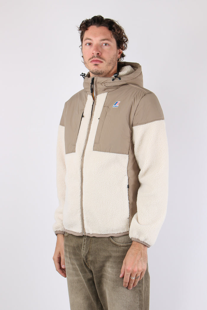Giubbotto Cappuccio Inserto Teddy Beige/ecru-6