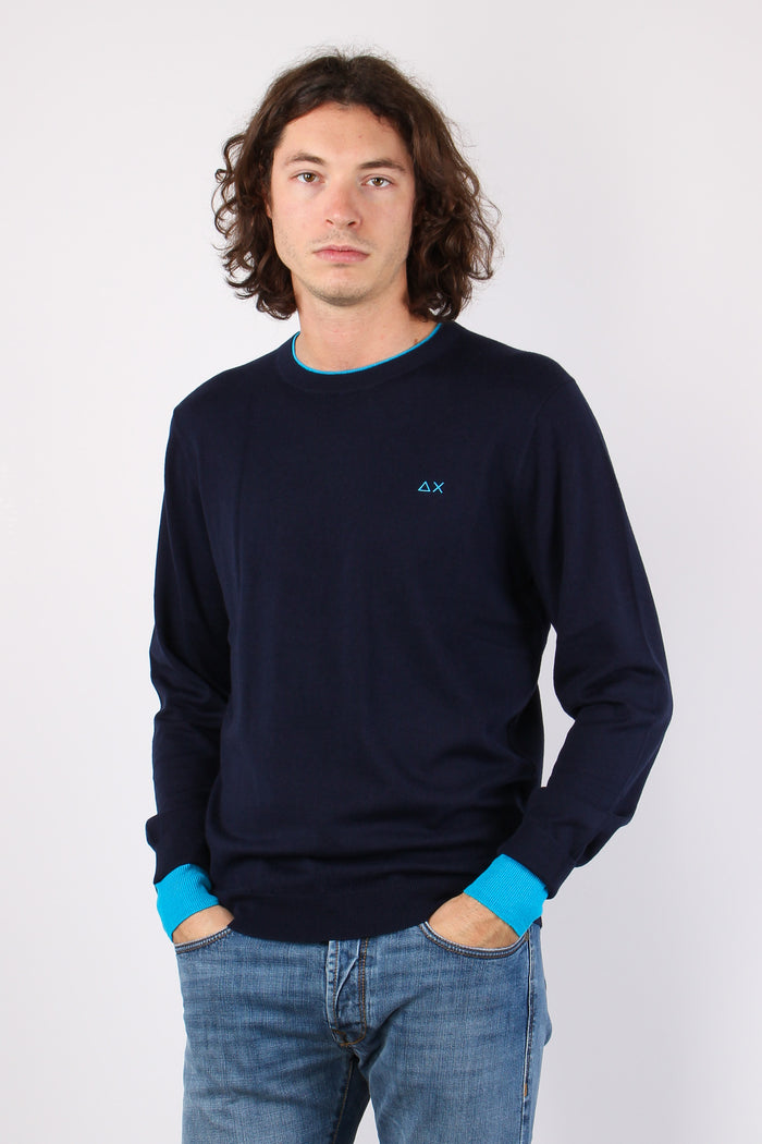 Girocollo Profilo Contrasto Navy Blue