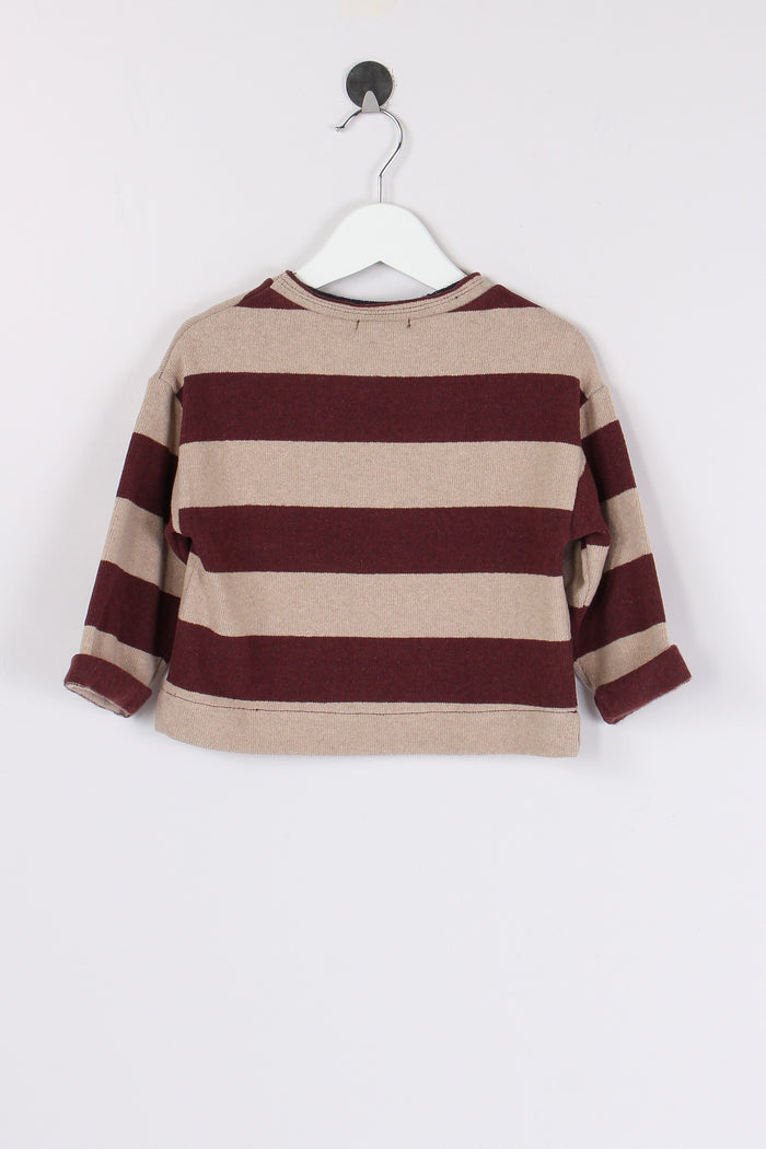 Maglia Riga Caldo Cotone Melanzana/beige-2