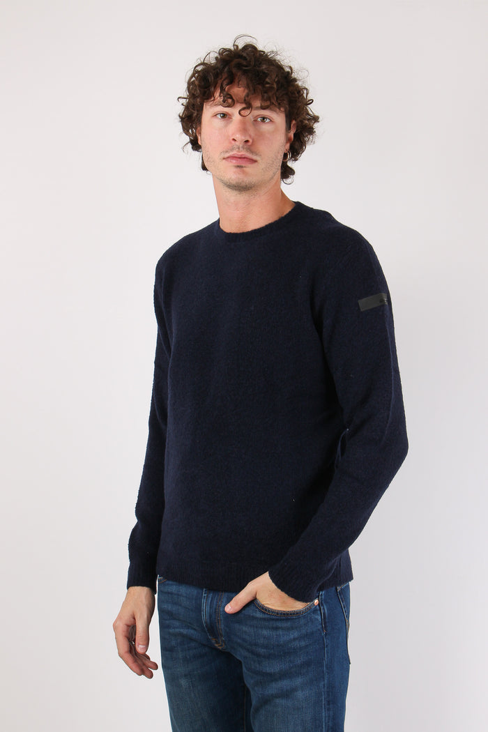 Girocollo Lana Boucle Blue Black-4