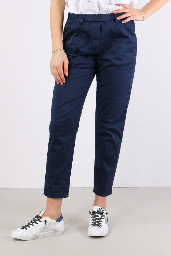 Chino Elastico Rasatello Blu-2