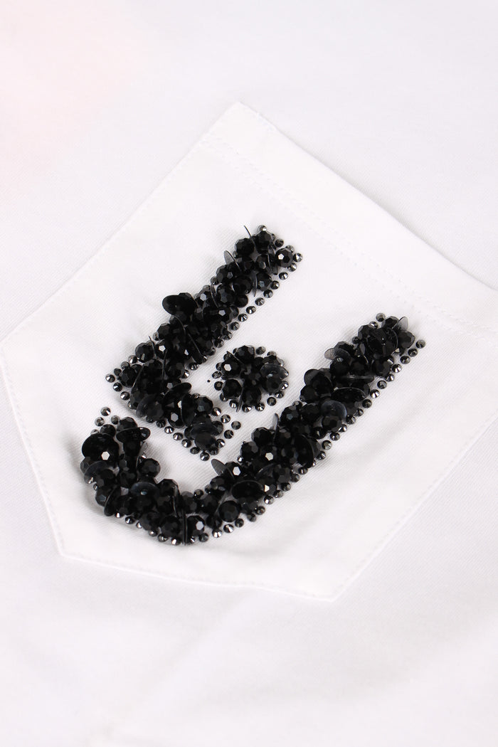 T-shirt Stampa Pailettes Bianco/lj-8