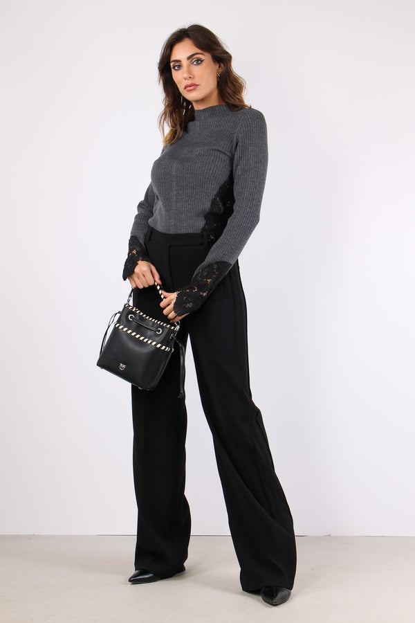 Samoa Maglia Inserto Pizzo Grigio/azul-2