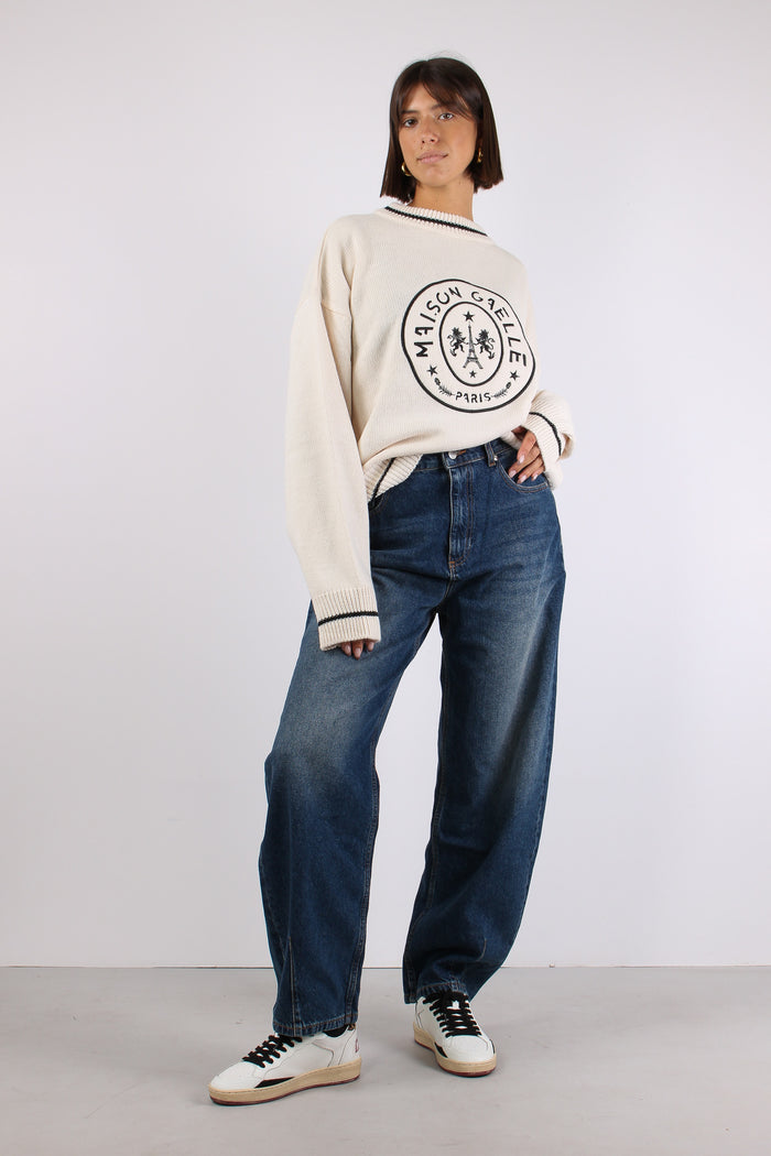 Maglia Maxi Logo Maison Gaelle Crema