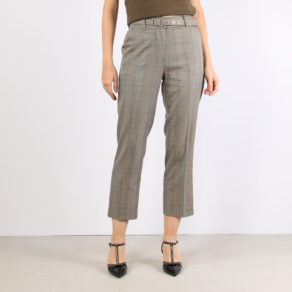 Taty Pantalone Dritto Check Fango/blu-2