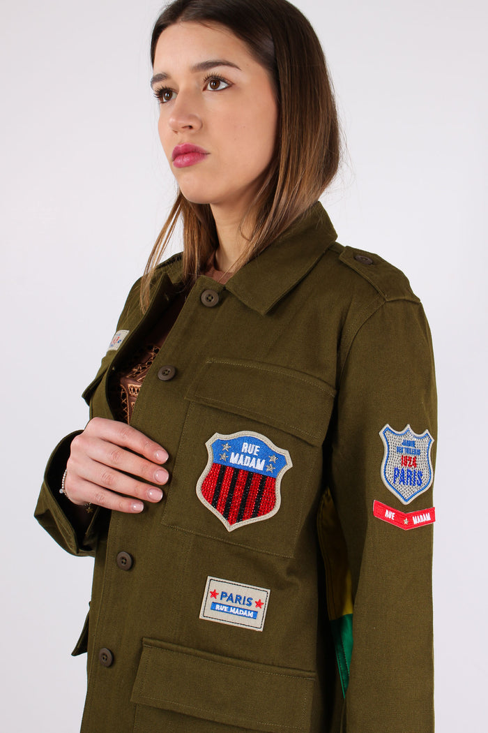 Giacca Over Fantasia Patch Military Green-7