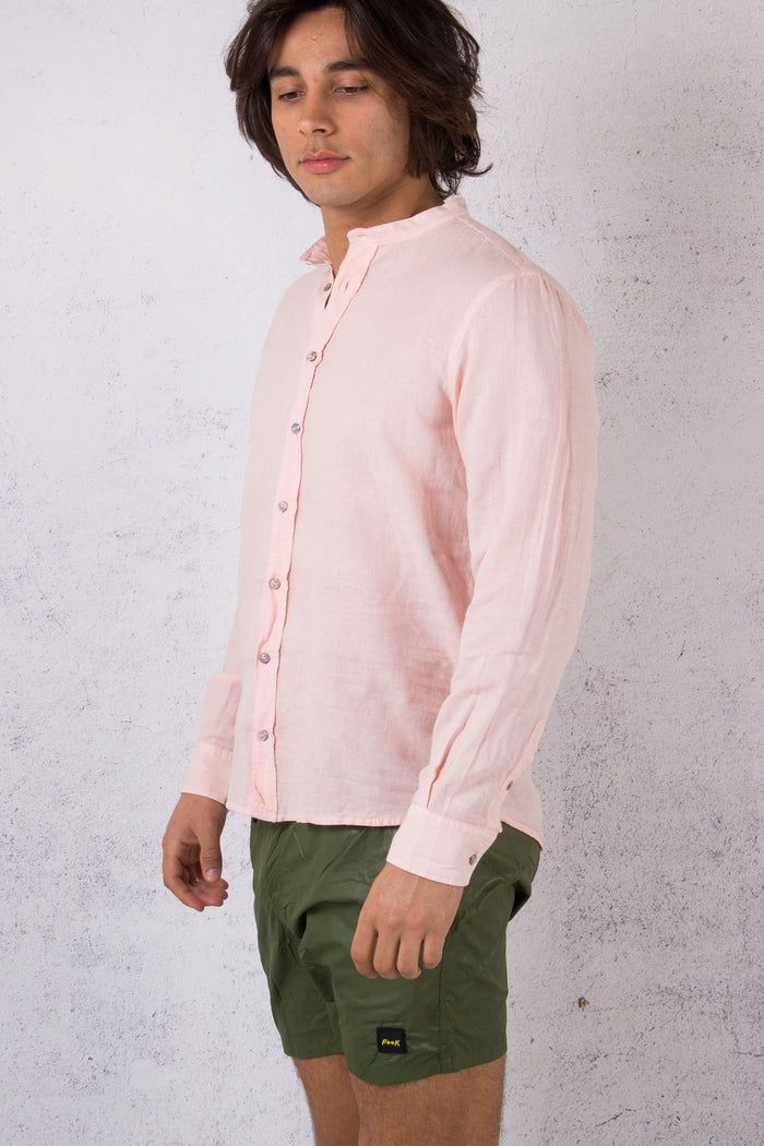 Camicia Lino Coreana Rosa-5